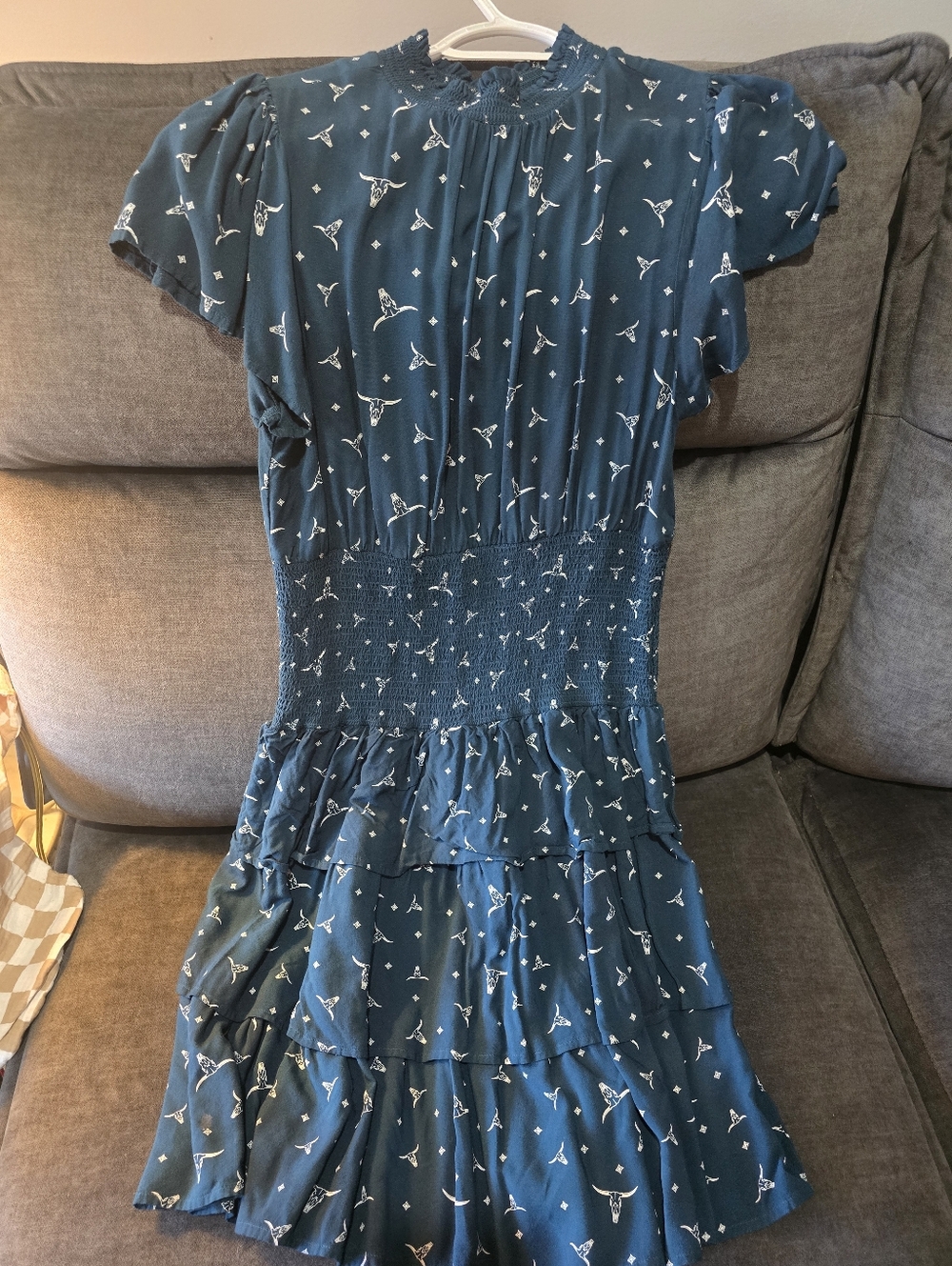 Ariat Women's Teal Printed Short Sleeve Tiered Dress